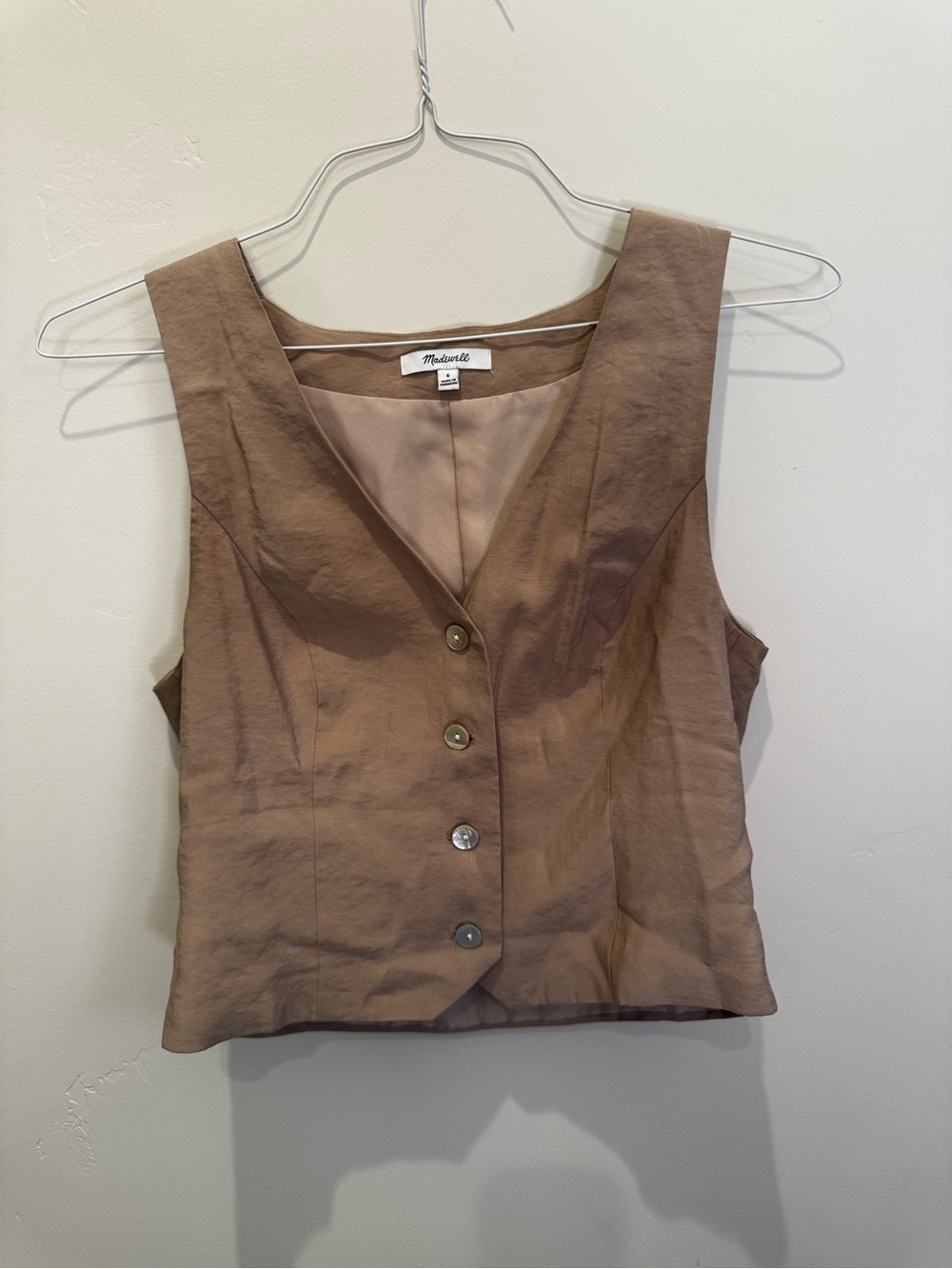 Madewell Brown V-Neck Button Front Bodysuit-style Top